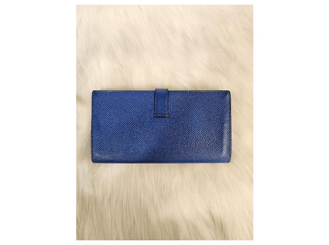 Hermès Cartera larga Bearn Blue Stamp) Estado Azul - vista 7