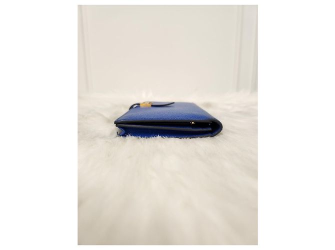 Hermès Cartera larga Bearn Blue Stamp) Estado Azul - vista 8