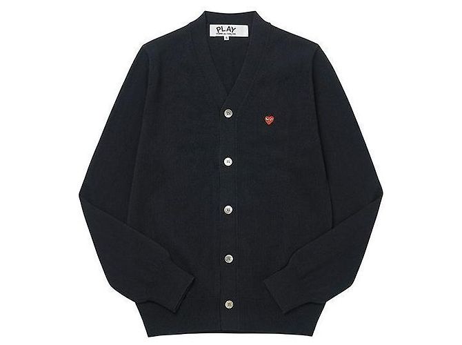 Comme Des Garcons Cardigan PLAY con Patch Cuore Rosso di Lana da Uomo Nero - vista 3