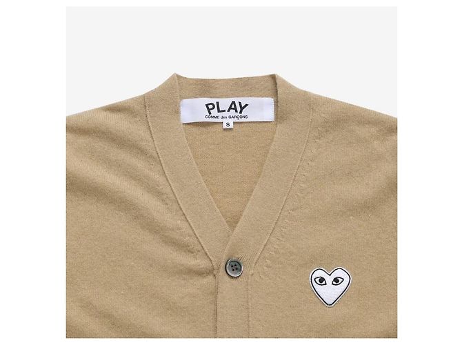 Comme Des Garcons Cardigan Play White Heart Patch Wool Herren Cardigan Orange - Ansicht 6