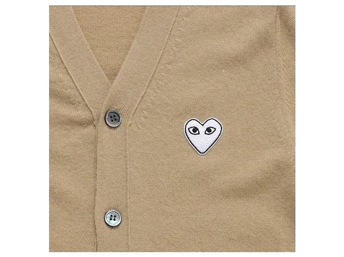 Comme Des Garcons Cardigan Play White Heart Patch Wool Herren Cardigan Orange - Ansicht 8