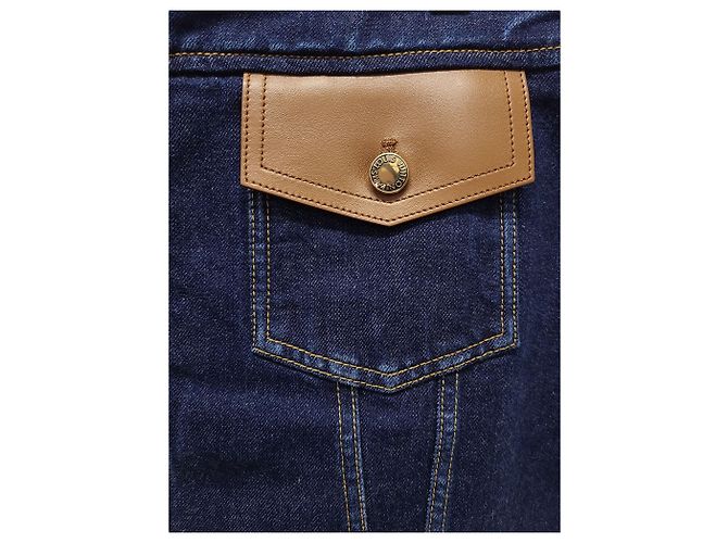 Louis Vuitton Minifalda vaquera con detalles de cremallera de cuero Azul - vista 3