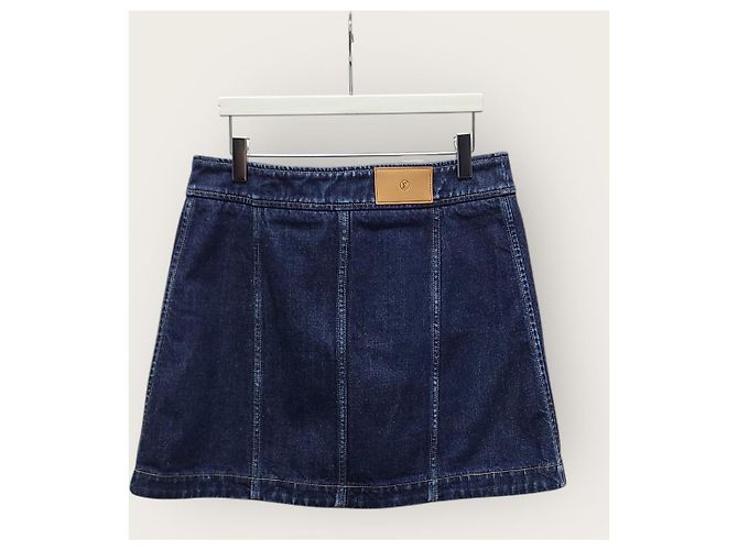 Louis Vuitton Minifalda vaquera con detalles de cremallera de cuero Azul - vista 4
