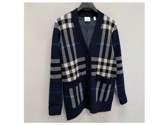 Burberry Cardigan oversize in lana e cashmere a quadri Multicolore - vista 3