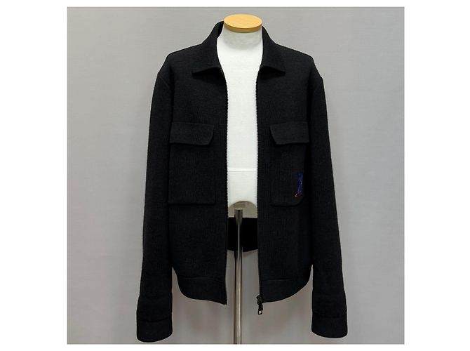 Louis Vuitton Giacca in maglia con tasca con zip e ricami Argento - vista 2