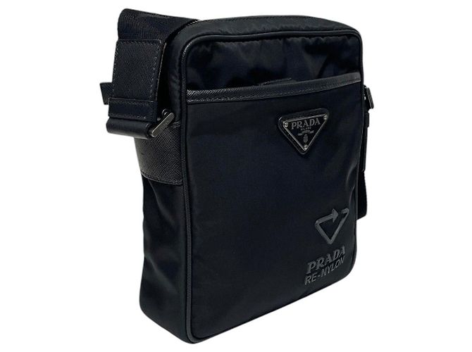 Prada Borsa a tracolla multi tasche con logo Triangle in Re-Nylon Nero - vista 2