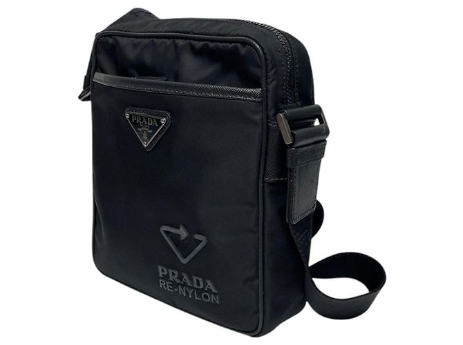 Prada Borsa a tracolla multi tasche con logo Triangle in Re-Nylon Nero - vista 3