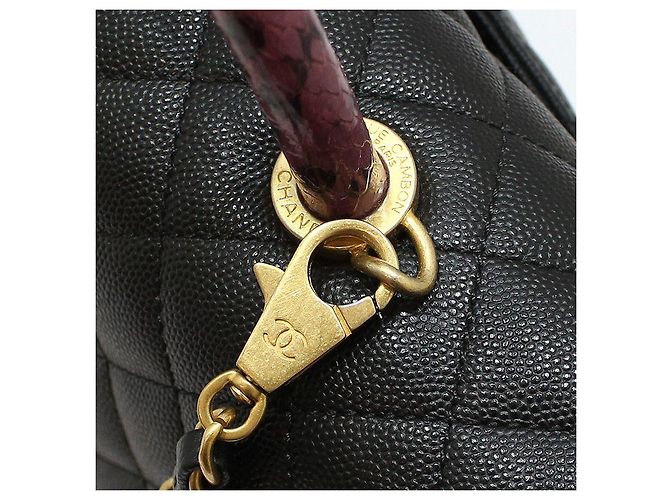 Chanel Borsa a tracolla Coco Handle Large in lucertola nera Black Caviar Nero - vista 10