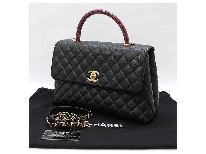 Chanel Borsa a tracolla Coco Handle Large in lucertola nera Black Caviar Nero - vista 2