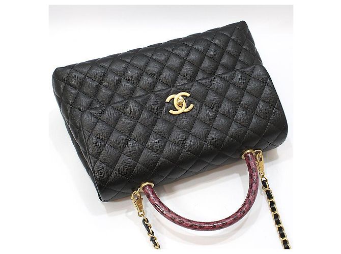 Chanel Borsa a tracolla Coco Handle Large in lucertola nera Black Caviar Nero - vista 3