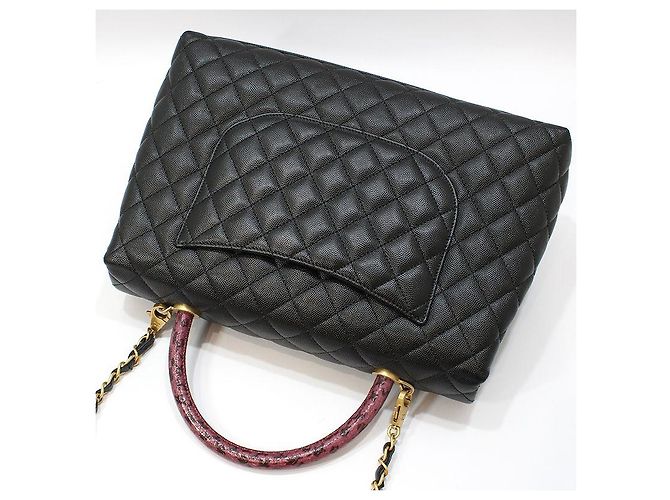 Chanel Borsa a tracolla Coco Handle Large in lucertola nera Black Caviar Nero - vista 4