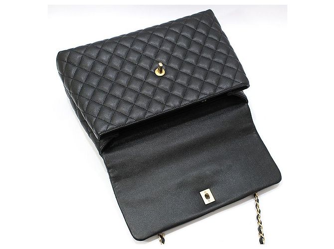 Chanel Borsa a tracolla Coco Handle Large in lucertola nera Black Caviar Nero - vista 6
