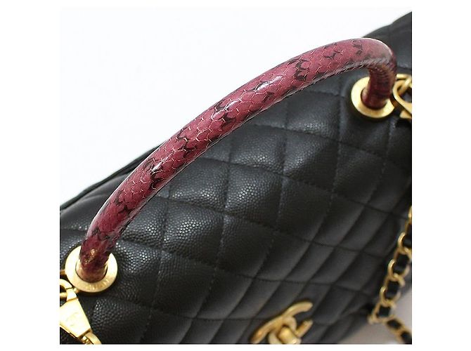 Chanel Borsa a tracolla Coco Handle Large in lucertola nera Black Caviar Nero - vista 8