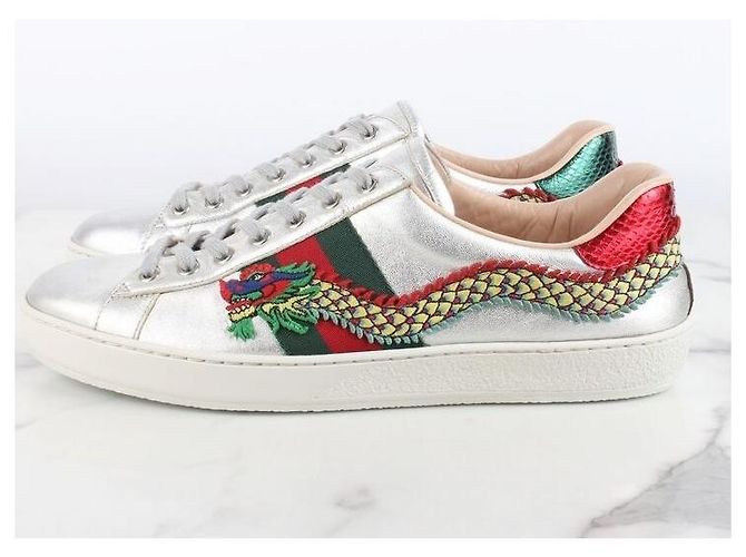 Gucci Sneakers Ace Dragon Silver Argento - vista 3
