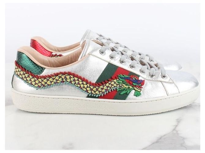 Gucci Sneakers Ace Dragon Silver Argento - vista 4