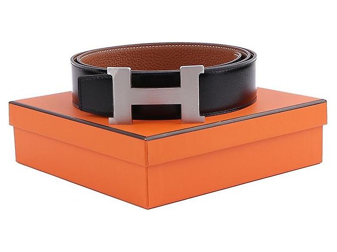 Hermès Constanse Belt Buckle Gold Reversible Leather Strap Brown - view 10