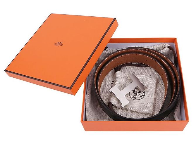 Hermès Constanse Belt Buckle Gold Reversible Leather Strap Brown - view 2