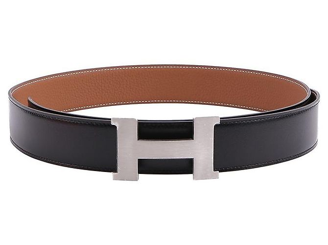 Hermès Constanse Belt Buckle Gold Reversible Leather Strap Brown - view 6