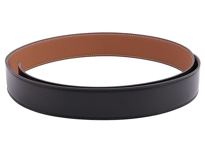 Hermès Constanse Belt Buckle Gold Reversible Leather Strap Brown - view 7