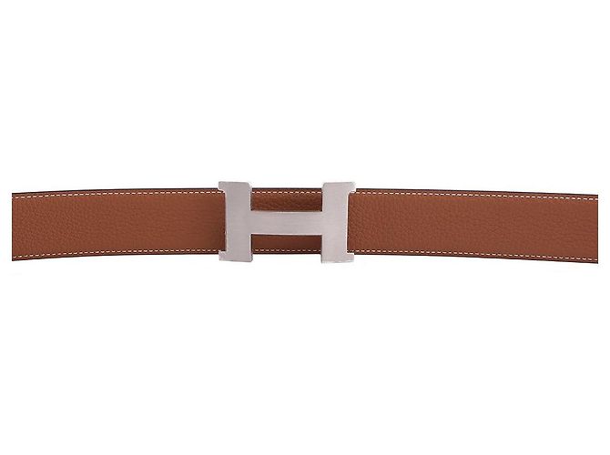 Hermès Constanse Belt Buckle Gold Reversible Leather Strap Brown - view 8
