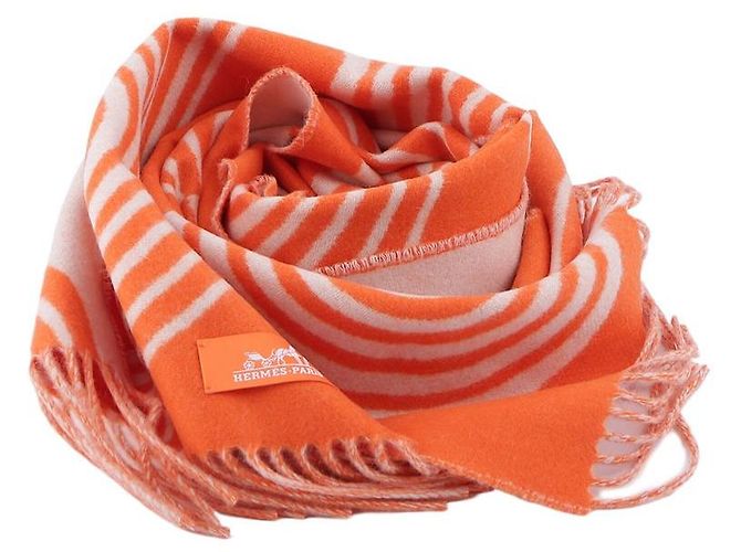 Hermès Cashmere-Schal Graphic Line Wave Orange - Ansicht 12