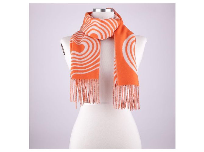 Hermès Cashmere-Schal Graphic Line Wave Orange - Ansicht 13