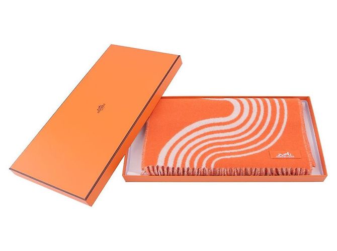 Hermès Cashmere-Schal Graphic Line Wave Orange - Ansicht 2