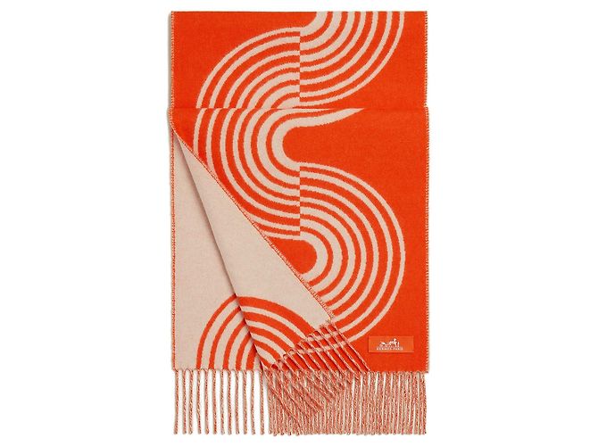 Hermès Cashmere-Schal Graphic Line Wave Orange - Ansicht 4