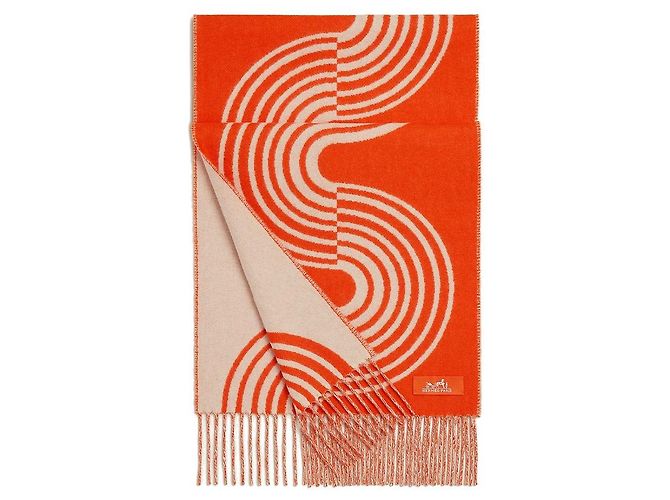Hermès Cashmere-Schal Graphic Line Wave Orange - Ansicht 5