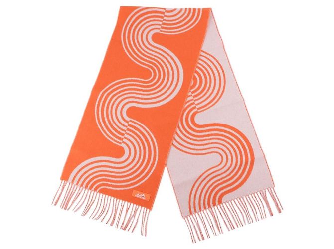Hermès Cashmere-Schal Graphic Line Wave Orange - Ansicht 9