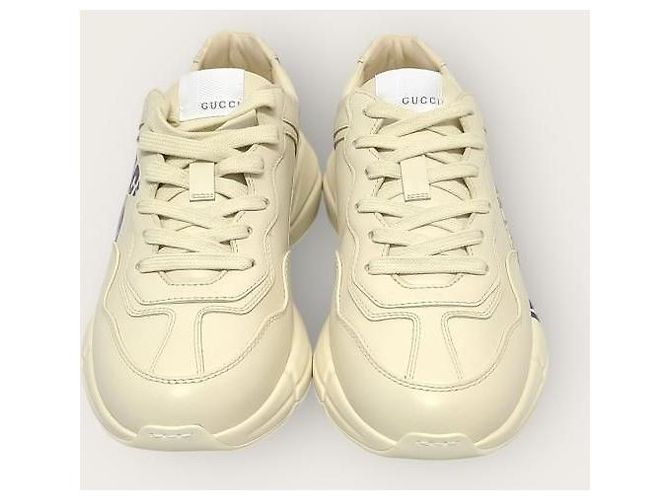 Gucci Lyton Sneaker aus Leder mit Lemon Lettering Logo Weiß - Ansicht 6