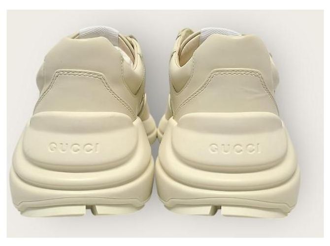 Gucci Lyton Sneaker aus Leder mit Lemon Lettering Logo Weiß - Ansicht 7
