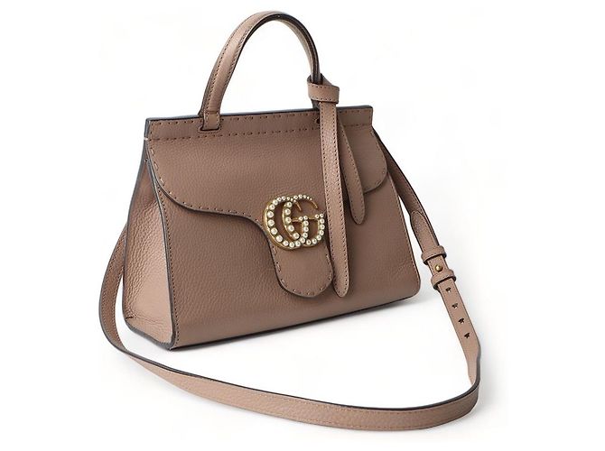 Gucci Mini borsa a manico e a tracolla GG Marmont con perle Arancione - vista 2