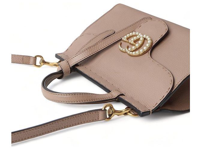 Gucci Mini borsa a manico e a tracolla GG Marmont con perle Arancione - vista 4