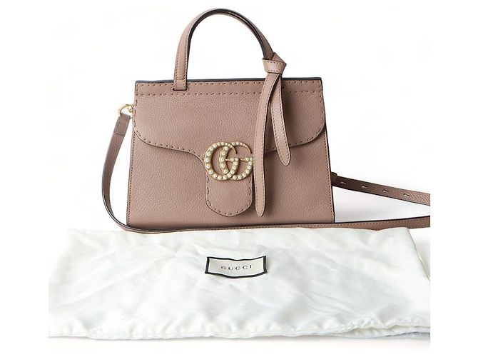 Gucci Mini borsa a manico e a tracolla GG Marmont con perle Arancione - vista 8
