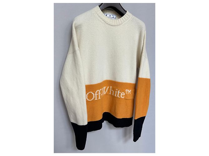 Off White Mehrfarbiger Strick aus Wolle mit Block-Logo Weiß - Ansicht 3