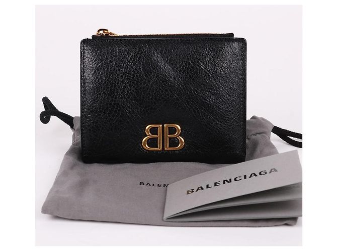 Balenciaga Portafoglio BB Monako nero con finiture dorate - vista 11