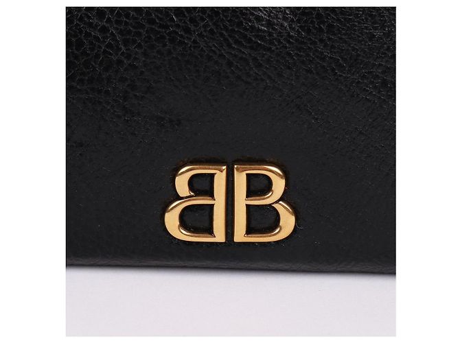 Balenciaga Portafoglio BB Monako nero con finiture dorate - vista 2