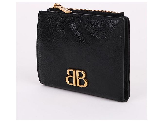 Balenciaga Portafoglio BB Monako nero con finiture dorate - vista 3