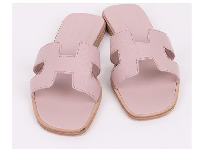 Hermès Oran Damen Hausschuhe Hellrosa Pink - Ansicht 3