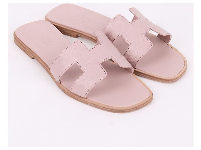 Hermès Oran Damen Hausschuhe Hellrosa Pink - Ansicht 4