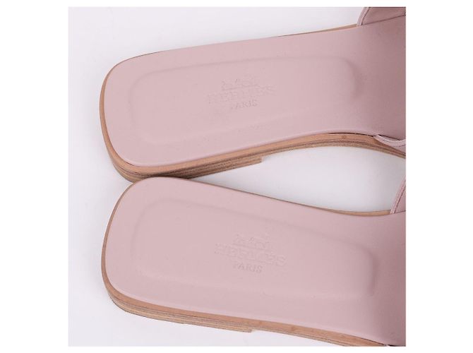 Hermès Oran Damen Hausschuhe Hellrosa Pink - Ansicht 8