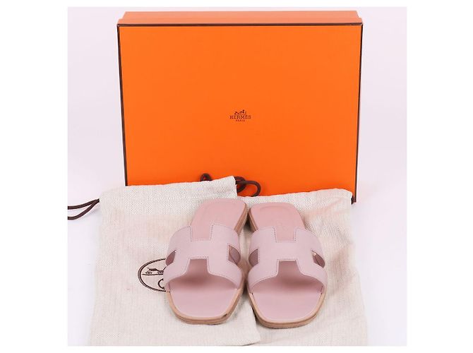 Hermès Oran Damen Hausschuhe Hellrosa Pink - Ansicht 9