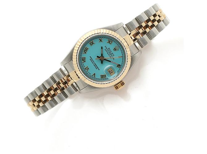 Rolex Reloj Datejust para mujer en combinación con esfera Tiffany e índices romanos en oro Azul - vista 19
