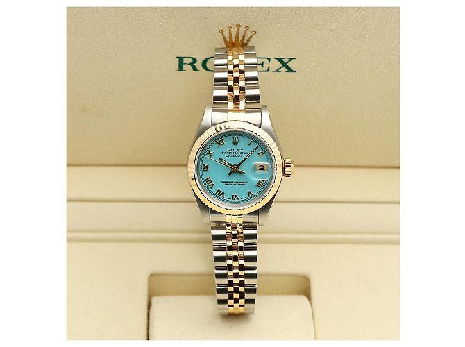 Rolex Reloj Datejust para mujer en combinación con esfera Tiffany e índices romanos en oro Azul - vista 2