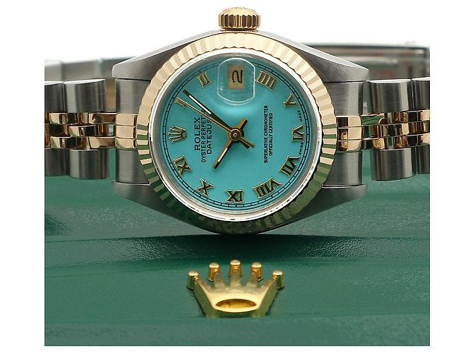 Rolex Reloj Datejust para mujer en combinación con esfera Tiffany e índices romanos en oro Azul - vista 22
