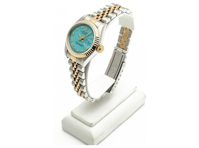 Rolex Reloj Datejust para mujer en combinación con esfera Tiffany e índices romanos en oro Azul - vista 4