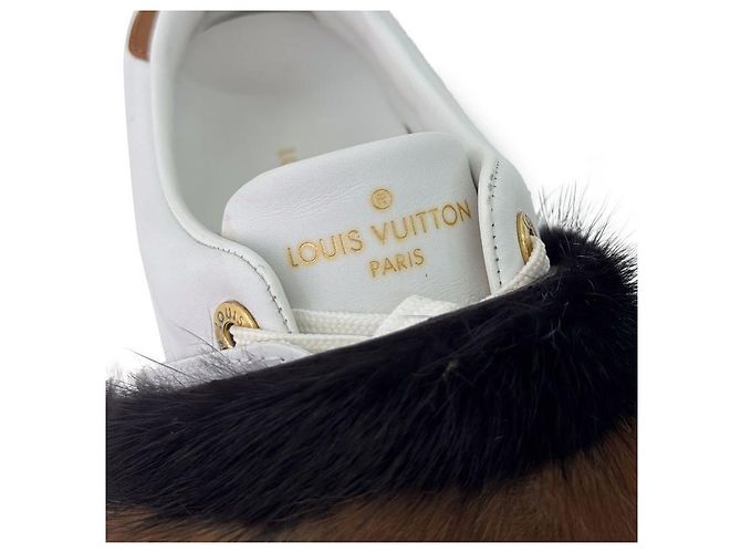 Louis Vuitton Sneakers basse Frontline in shearling e pelliccia di visone da donna Bianco Marrone - vista 13