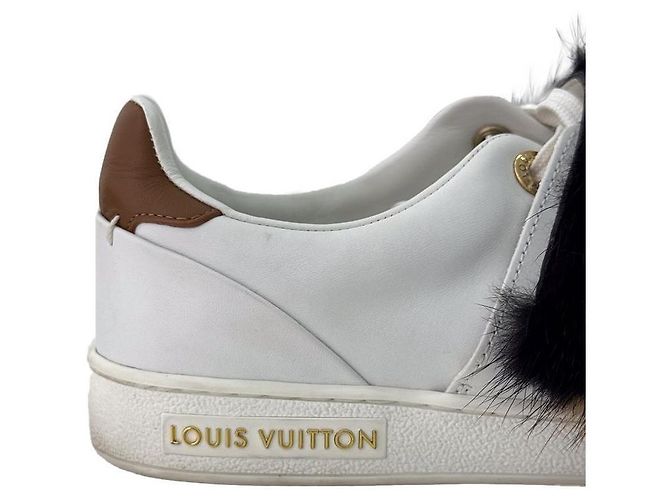 Louis Vuitton Sneakers basse Frontline in shearling e pelliccia di visone da donna Bianco Marrone - vista 14