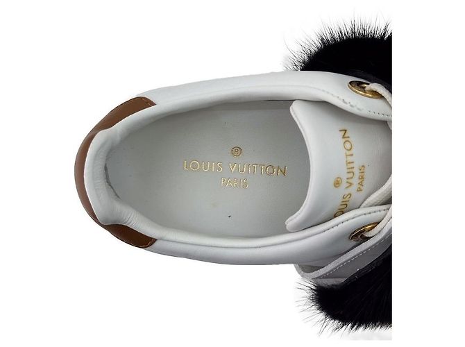 Louis Vuitton Sneakers basse Frontline in shearling e pelliccia di visone da donna Bianco Marrone - vista 17